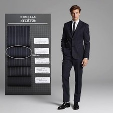 Mens Black 98 Merino Wol Fine Stripe Classic Slim Single-Breasted 2Piece suit