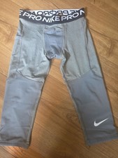 NIKE boys Pro Compression Tight 3/4 Leggings Pants Base Layer gray Youth MEDIUM