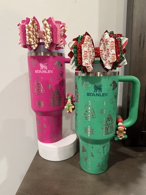 New  Engraved Pink Violet Blossom OR Green Meadow Christmas Gingerbread Stanley 