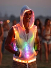 Man Hooded Vest White Gym Shirts Muscle Cut Off T Shirt Bodybuilding Hoodies ...