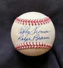 BOBBY THOMSON RALPH BRANCA SIGNED AUTOGRAPHED BASEBALL 1951 GIANTS NL RAWLINGS