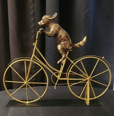 KARE Design ''Deco Object Dog With Bicycle'' Contemporay Tabletop Sculpture
