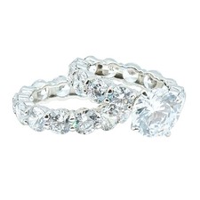 Sterling Silver Cubic Zirconia Double Ring Set Size 7.5