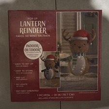 Pre-lit 31" Tinsel Pop-Up Lighted Reindeer Christmas Indoor/Outdoor Yard Decor