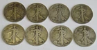 Lot of 8  Walking Liberty Half Dollars