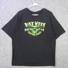Bike Week Shirt Mens XL Black Daytona Beach 2014 Hot Leathers Skull Biker Tee