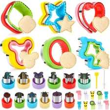 30Pcs Sandwich Cutter and Sealer for Kids Fruit Cutters Shapes Food Picks Crustl
