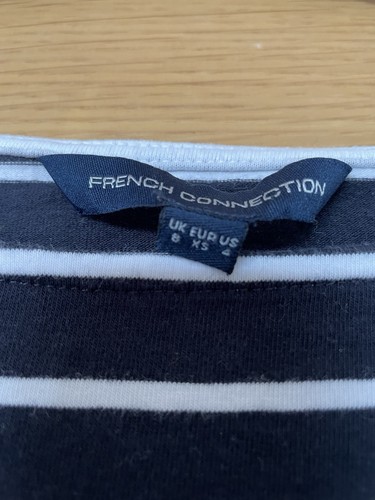 Navy Blue And White Stripe Dress From French Connection Size 8 - Picture 4 of 7