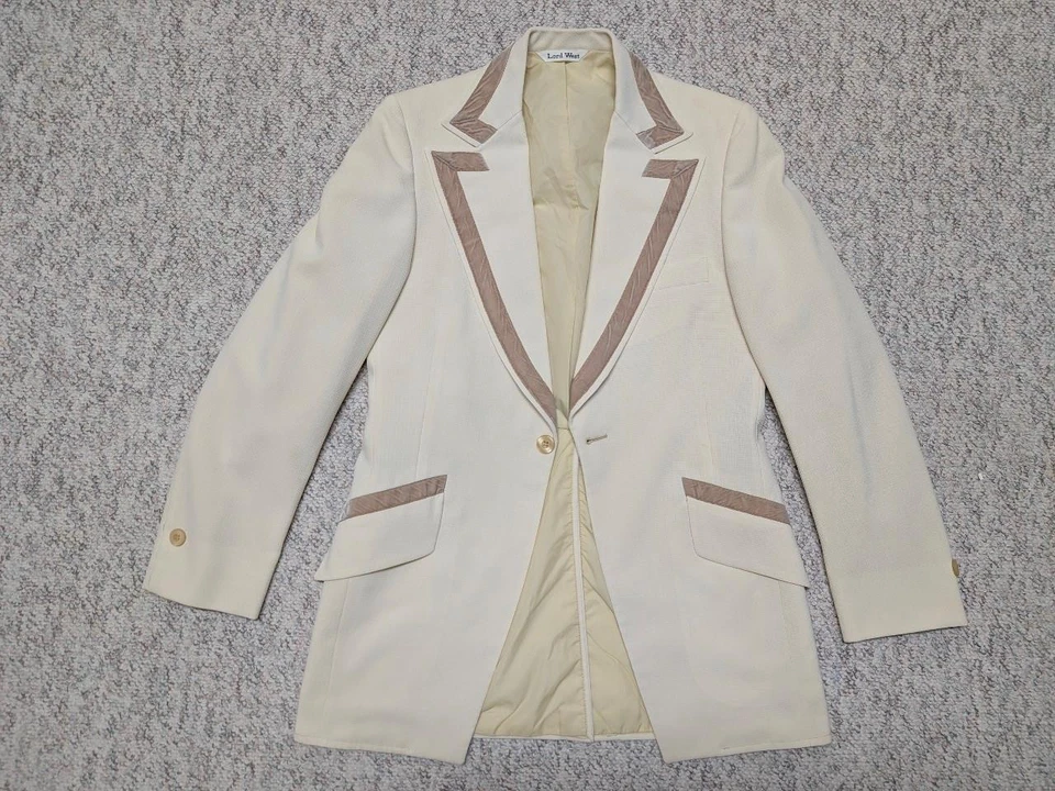 vintage 1970s tuxedo blazer USA made 36L cream TUX smoking jacket 3PC lord west - Image 3 of 4