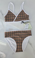 Girls Archive Check Print Burberry Swimsuit Bikini Swimming Costume 10 Years New
