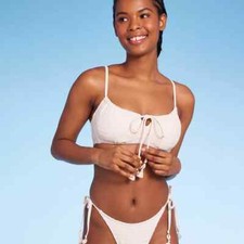 Women's Crochet Tie-Front Bralette Bikini Top - Wild Fable size SMALL  4-6 