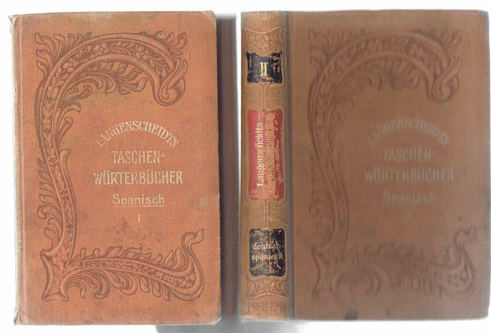 Langenscheidt Taschen-Wörterbuch Spanisch 1910 Bd. I + II dt-spanisch spanisch-d