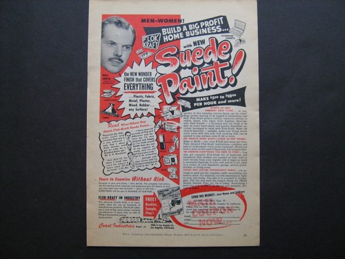 1954 Coast Industry "Flok Kraft--Big Profit with New Suede Paint" vintage '54 ad