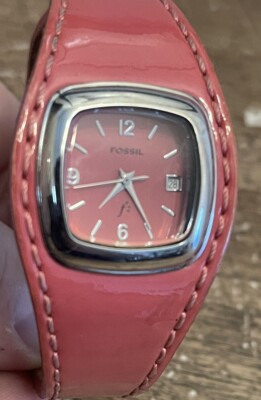 Fossil F2 Pink Leather band Watch Women Fossil F2 Watch Es9859 Pink Leather Band Silver Steel  main image 2