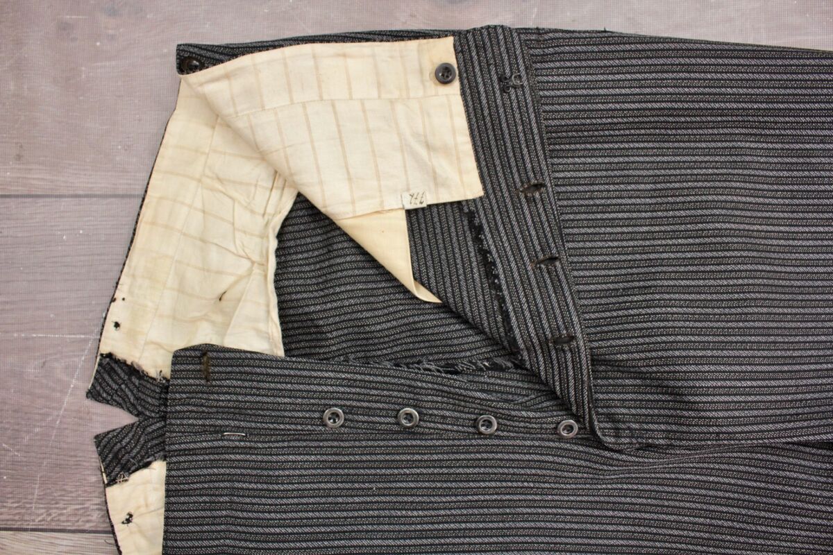 Men's VTG 1930s European Buckleback Grey Pinstripe Pants Sz Men's VTG 1930s European Buckleback Grey Pinstripe Pants Sz