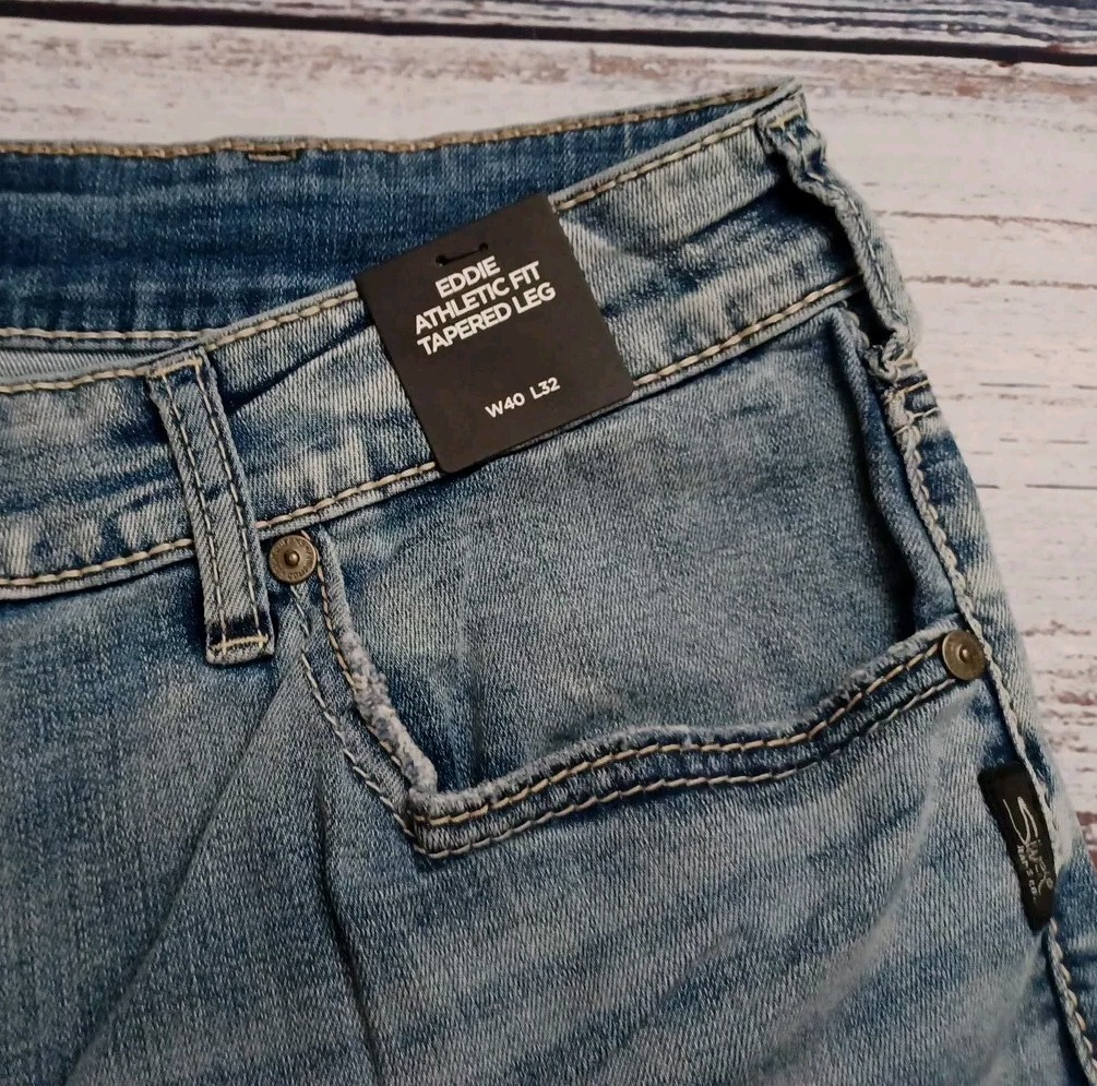 NEW W/TAGS SILVER JEANS EDDIE SZ 40W×31L SLIM TAPERED INDIGO BLUE
