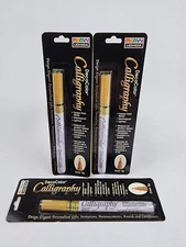 New! Set of 3 Uchida 125-C Gold Marvy Chisel Point Markers Deco Color Caligraphy