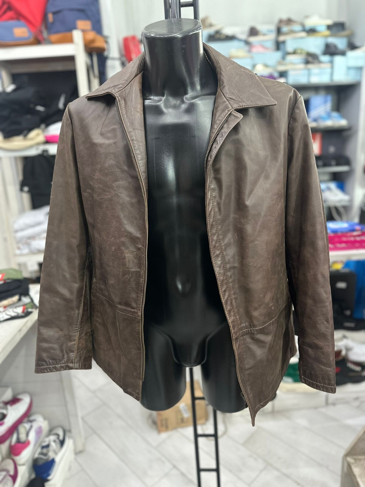 Vintage Brown Leather Jacket for Men Size 50 - Premium Quality LLV518