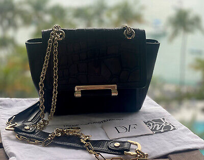 DVF Diane Von Furstenberg Black Leather / Suede Shoulder DVF Diane Von Furstenberg Black Leather / Suede Shoulder
