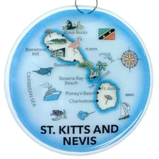 St Kitts and Nevis Glass Ornament - Map Christmas Tree Decoration