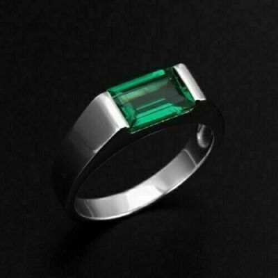 Silvershake Emerald Green Created Emerald Sterling Silver Ring - Size 9.5, 925 Silver - View #7