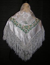 VINTAGE ANTIQUE WOMENS PEASANT FOLK KROJ SHAWL SCARF MORAVIAN HAND EMBROIDERY