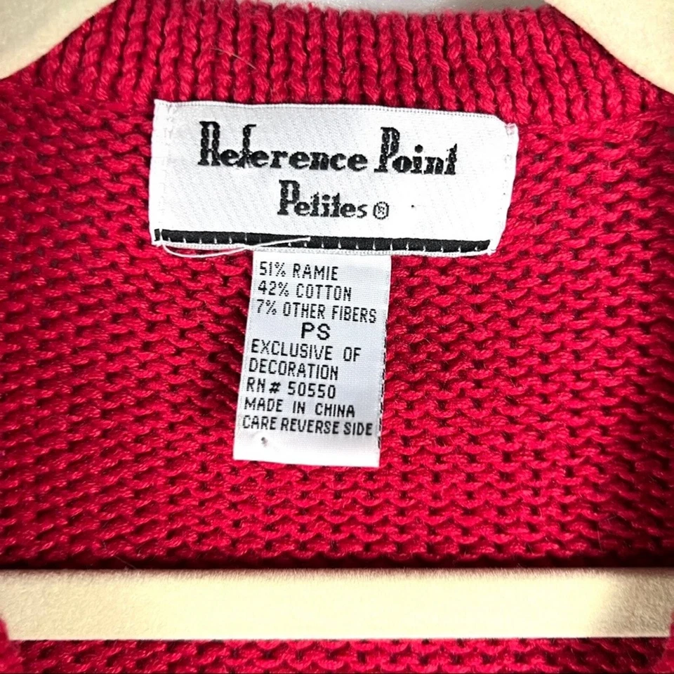 Cardigã suéter vintage ponto de referência Natal inverno trenó neve sinos pequeno P - Imagem 2 de 4