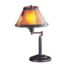 Mission Style Desk Lamp – Table Lamp 18" – Mica Shade – Rust Finish – Swing Arm