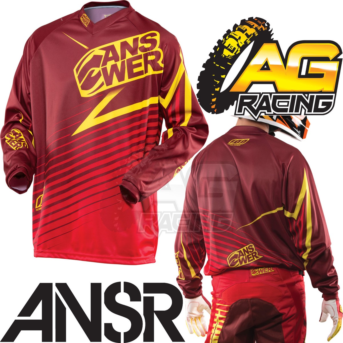 Answer Ion Red Yellow Race Jersey Shirt XL Motocross MX