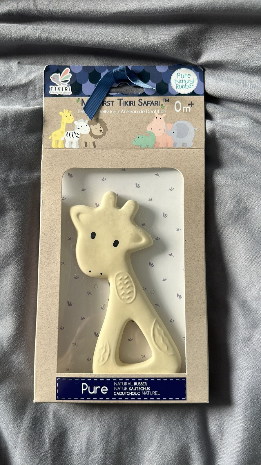 MY FIRST TIKIRI SAFARI NATURAL RUBBER TEETHER GIRAFFE NEW AND BOXED