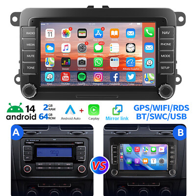 Für VW Golf 5 6 Plus Touran Caddy Jetta Autoradio Android 14 GPS NAVI BT Carplay