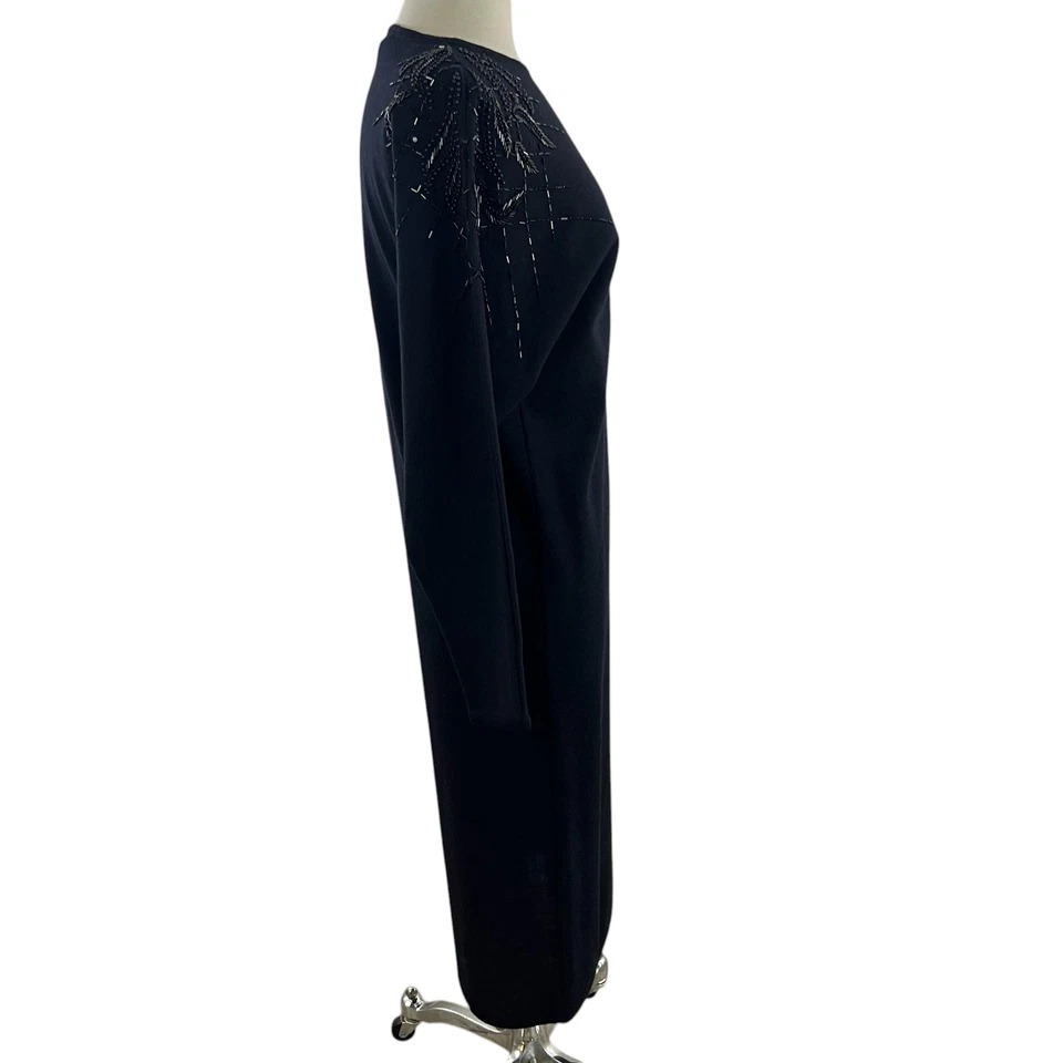 Vestido Suéter Vintage Negro Mezcla Lana Lentejuelas Talla Mediana Foto 4 de 4