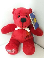 2002 Symbolz 8” Bear Georgia Red with White Bow Plush with Tags EUC
