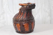 Vintage Chinese Shanghai handcrafts Bull wicker basket