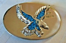 Vintage Sharp Silver Eagle Turquiose Belt Buckle Harley Rider