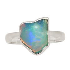 Natural Ethiopian Opal Rough 925 Sterling Silver Ring Jewelry s.6.5 ALLR-31335