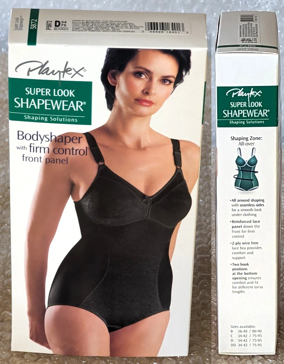 Playtex Super Look Shapewear Bodyshaper W/Bra Black 34D Wire-Free New In Box