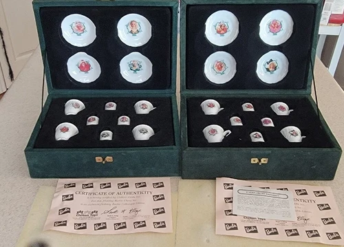 2 Sets -Vintage 88-95 Barbie Chilton Globe Holiday China Mini Tea Set in Box