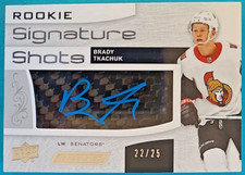 2018-19 Brady Tkachuk Upper Deck Engrained Rookie Signature Shots RC Auto /25