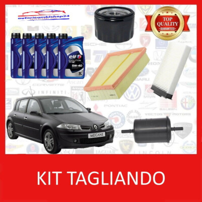 CUTTING KIT 4 FILTERS + 5LT OIL ELF 5W40 FOR RENAULT MEGANE II 1.6 BENZ BIFUEL