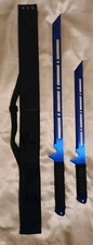 Full Tang Straight Blade Sword Set Of 2 In Anodized Blue With Sheath - Brand New