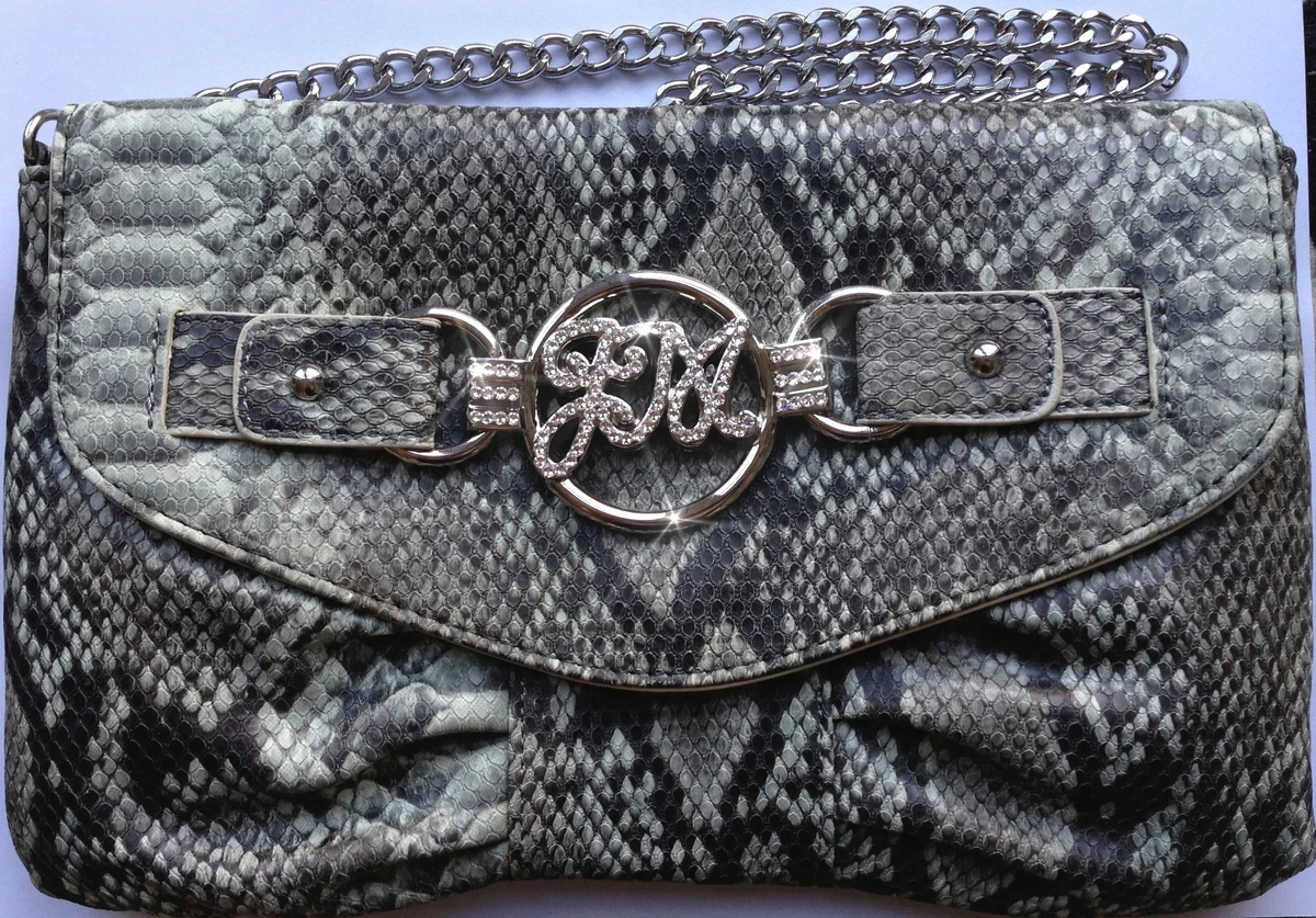 Silver snake sales print clutch bag