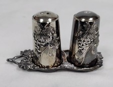 Vintage Silver Plate Grape Design Salt & Pepper Shakers Set - W1/L98/47