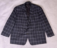 Ralph Lauren Mens Classic Fit Grey Blue Windowpane Sport Coat 50R