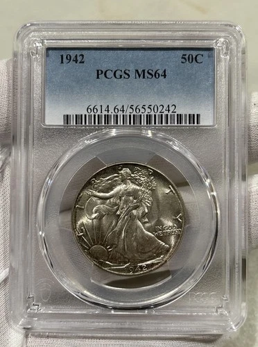 GRADED 1942 Walking Liberty Half Dollar PCGS MS64 Silver American Coin