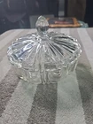 Vintage Anchor Hocking Old Cafe Clear Depression Glass Candy Dish and Lid 6 7/8"