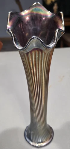 Vintage Fenton Antique Carnival Glass Cobalt Blue Fine Ribbed Iridescent Swung