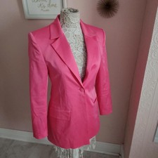 Zara Pink Satin Blazer Jacket Medium M Heart Pocket Lined Career Barbiecore