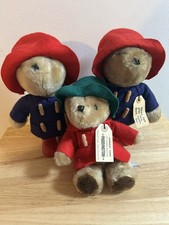Lot of 3 Vintage Wind Up Musical Paddington Bear EDEN 80  s Plush Stuffed Toy NEW