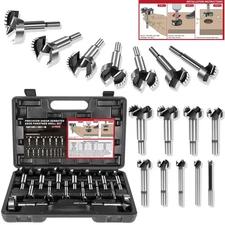 16PCS Forstner Drill Bit for Woodworking Wood Drilling #PB-100 1/4" to 2-1/8"